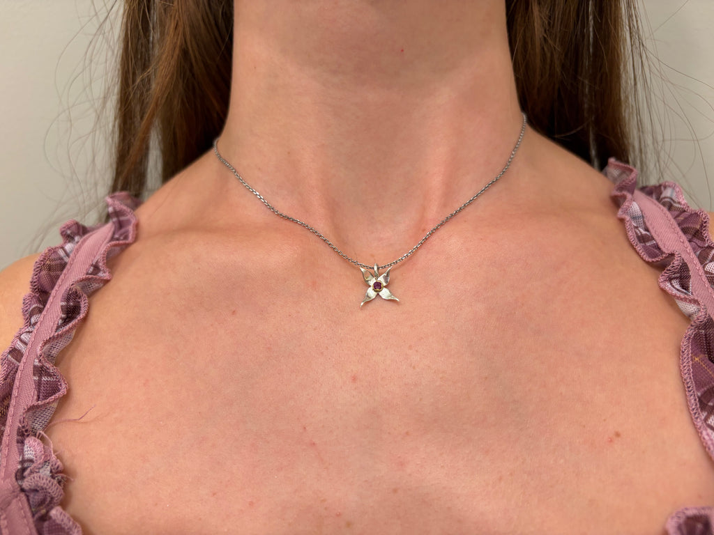 Floral Pendant + Pink Topaz