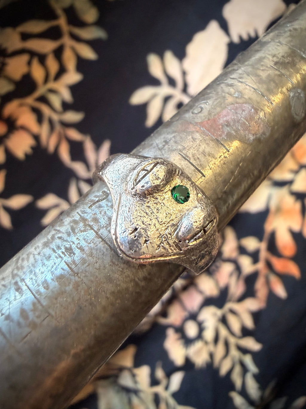 Enlightened Frog Ring with Emerald Stone